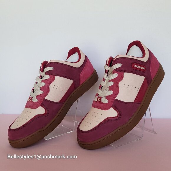COACH Low Top Leather and Suede Sneakers C201- Pink color- Women’s US Size 8.5B⭐ - Picture 5 of 16